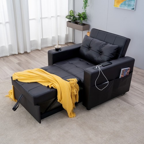 Linen faux leather sofa - bed,