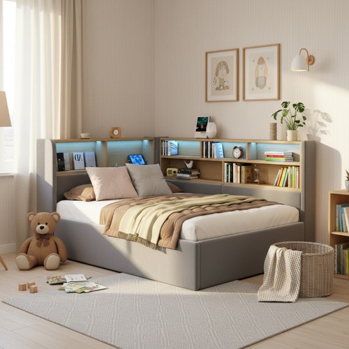 Shaped single sofa - l-shaped, bed