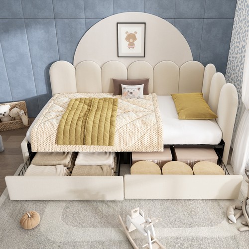 Daybad beige velvet 3ft single - daybad,