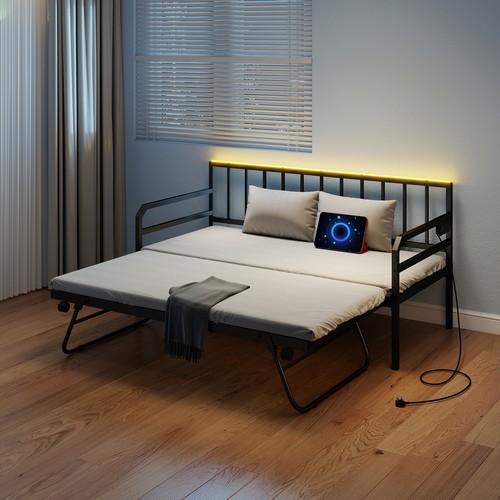 Single size metal sofa - metal, bed