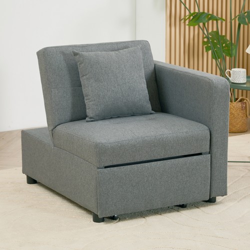 Grey linen sofa bed pull - linen,